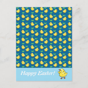 Carte postale heureuse de Pâques de petits canards