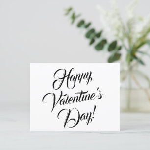 Carte Postale Heureuse Sainte-Valentin blanc noir élégant