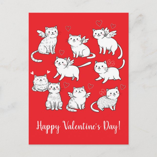 Carte postale Heureuse Sainte-Valentin Cats Angels (Devant)