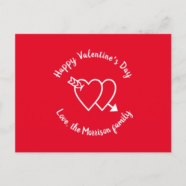 Carte Postale Heureuse Sainte-Valentin coeur rouge script person (Devant)