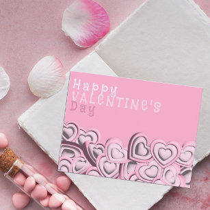 Carte Postale heureuse Sainte-Valentin de coeur rose pâle 3D