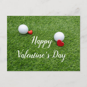 Carte Postale Heureuse Sainte-Valentin de golf avec amour et bal