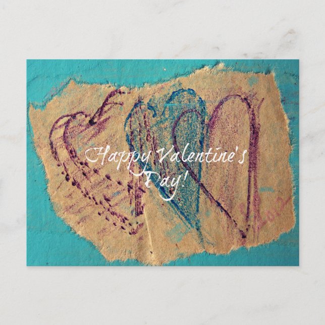 Carte Postale Heureuse Sainte-Valentin de trois coeurs (Devant)