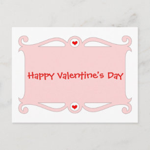 Carte postale Heureuse Sainte-Valentin Pink Scroll