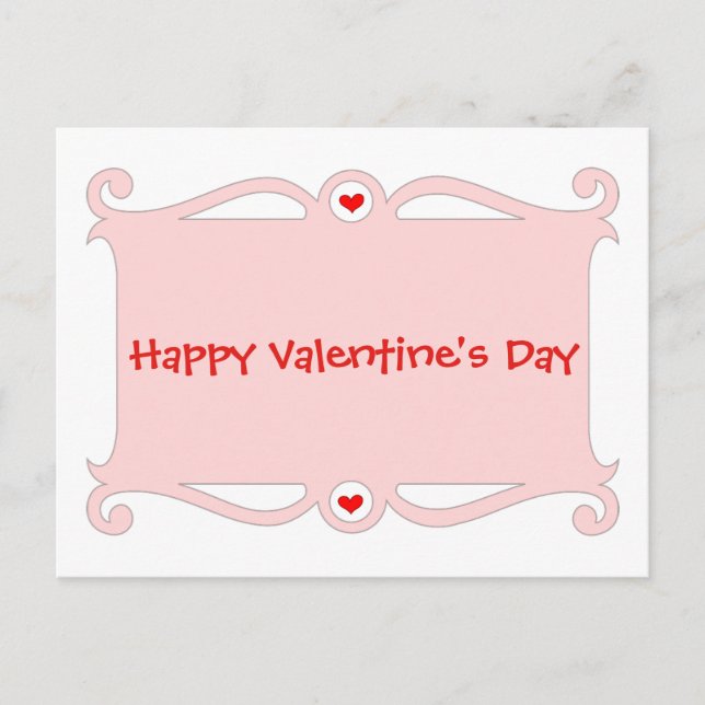 Carte postale Heureuse Sainte-Valentin Pink Scroll (Devant)