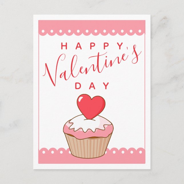 Carte Postale Heureuse Sainte-Valentin | Sweet Valentine Cupcake (Devant)