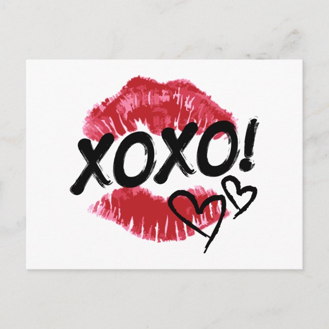 Carte Postale Heureuse Sainte-Valentin | XOXOXO (Devant)