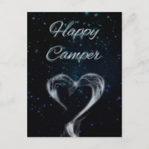 Carte Postale heureux camper amour fumée jardin couchette