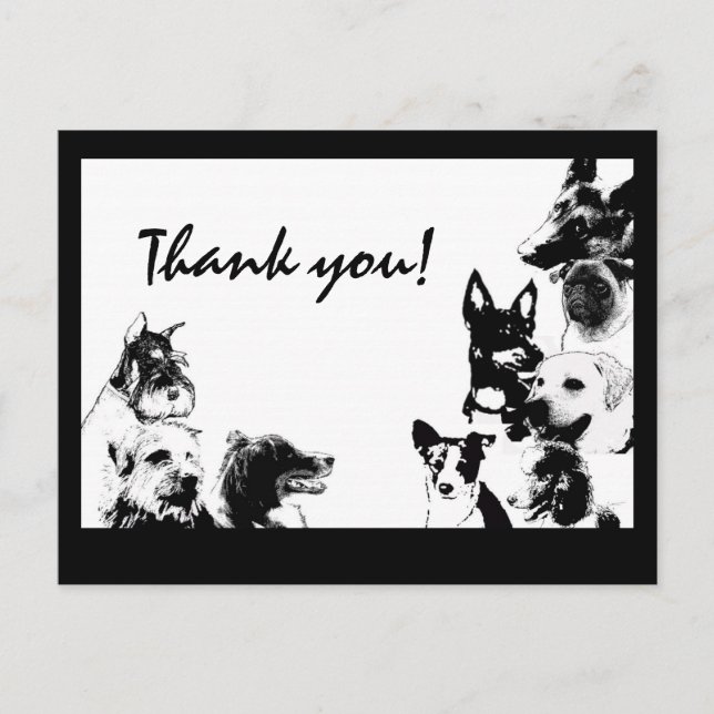 Carte Postale Heureux chiens, Merci ! (Devant)