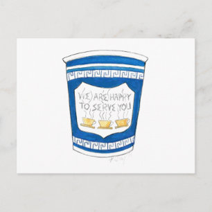 Carte Postale Heureux De Vous Servir Grec Diner Blue Coffee Cup