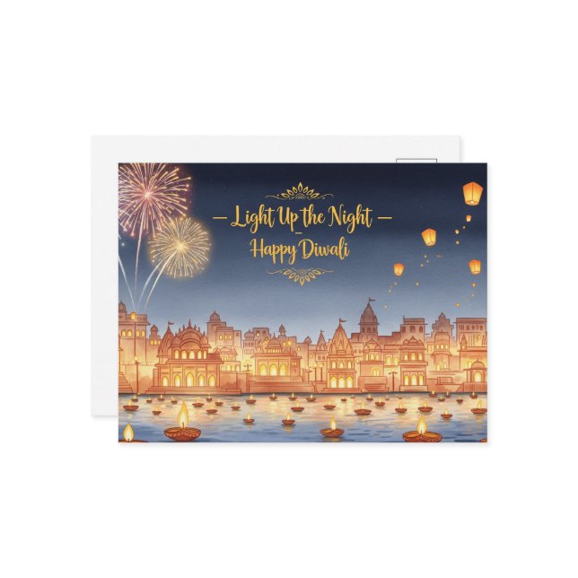 Carte Postale Heureux Diwali (Devant/Arrière en situation)
