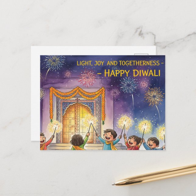 Carte Postale Heureux Diwali (Devant/Arrière en situation)
