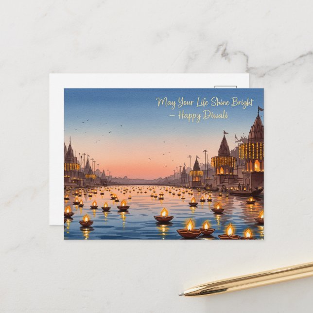 Carte Postale Heureux Diwali (Devant/Arrière en situation)