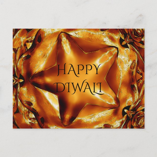 Carte Postale Heureux Diwali Salutation or cuivre brillant étoil (Devant)