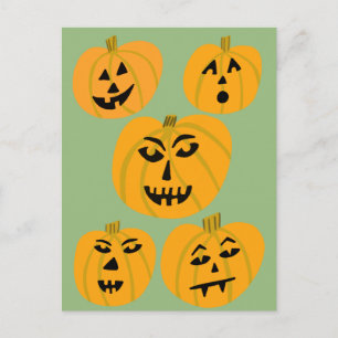 Carte Postale HEUREUX HALLOWEEN Citrouille Jack-O-Lanterns