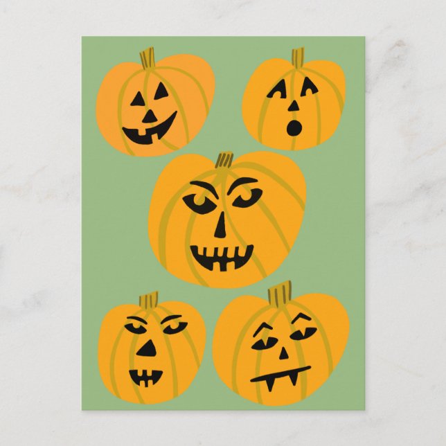 Carte Postale HEUREUX HALLOWEEN Citrouille Jack-O-Lanterns (Devant)