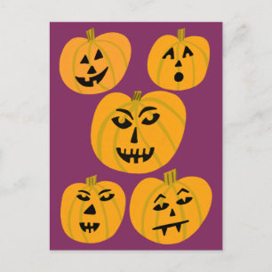 Carte Postale HEUREUX HALLOWEEN Citrouille Jack-O-Lanterns