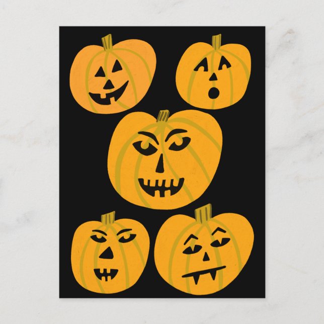 Carte Postale HEUREUX HALLOWEEN Citrouille Jack-O-Lanterns (Devant)