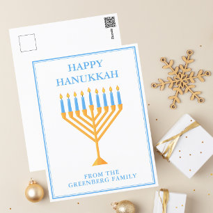 Carte Postale Heureux Hanoukka Menorah Cute Personnalisé