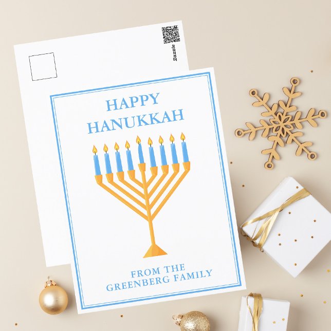 Carte Postale Heureux Hanoukka Menorah Cute Personnalisé (Créateur téléchargé)