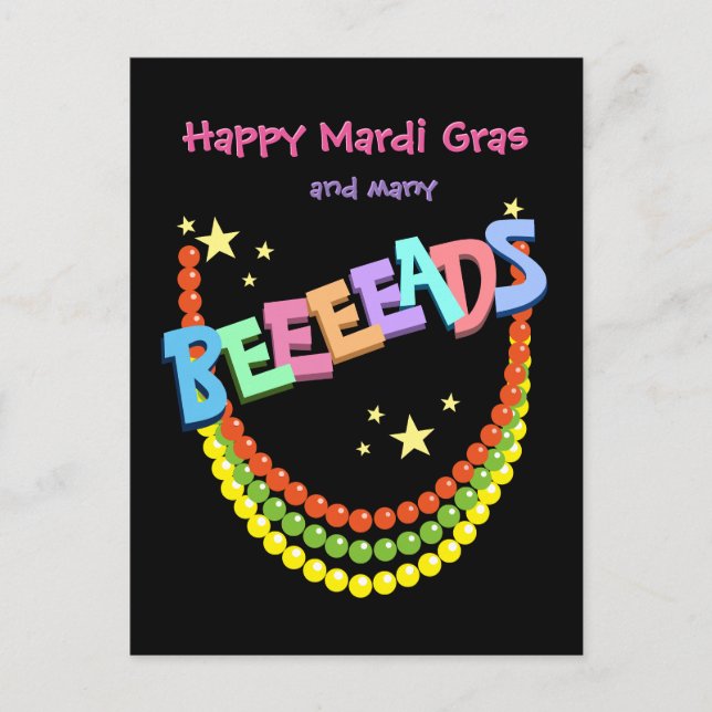Carte Postale Heureux Mardi Gras et beaucoup de Beeeads (Devant)