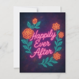 Carte Postale Heureux toujours après - Neon Vintage Ethéal Llow