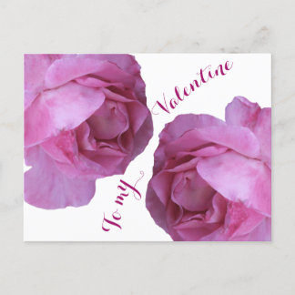 Carte Postale Heureux Valentine amour jolie roses rose rose boho