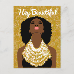 Carte Postale Hey belle femme noire avec un collier tribal
