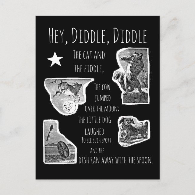 Carte Postale Hey Diddle Diddle Nursery Rhyme (Devant)