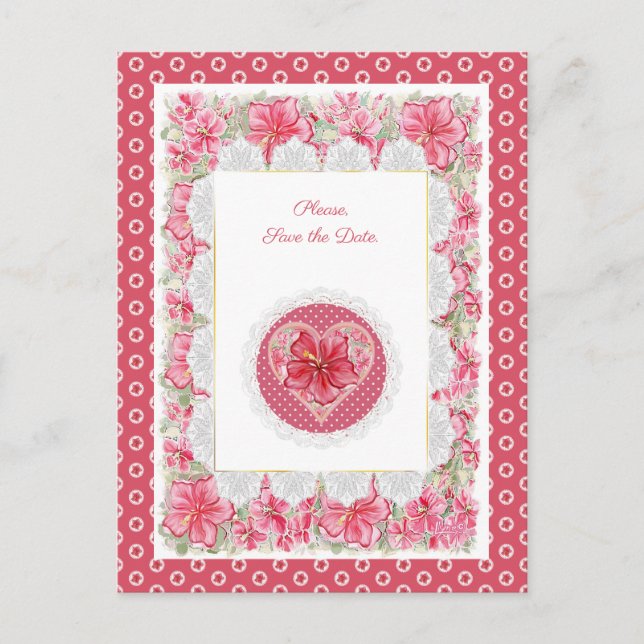 Carte postale Hibiscus & dentelle (Devant)