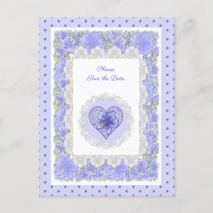 Carte Postale Hibiscus & dentelle BLEU