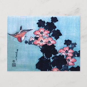 Carte Postale Hibiscus et Bruant, Hokusai