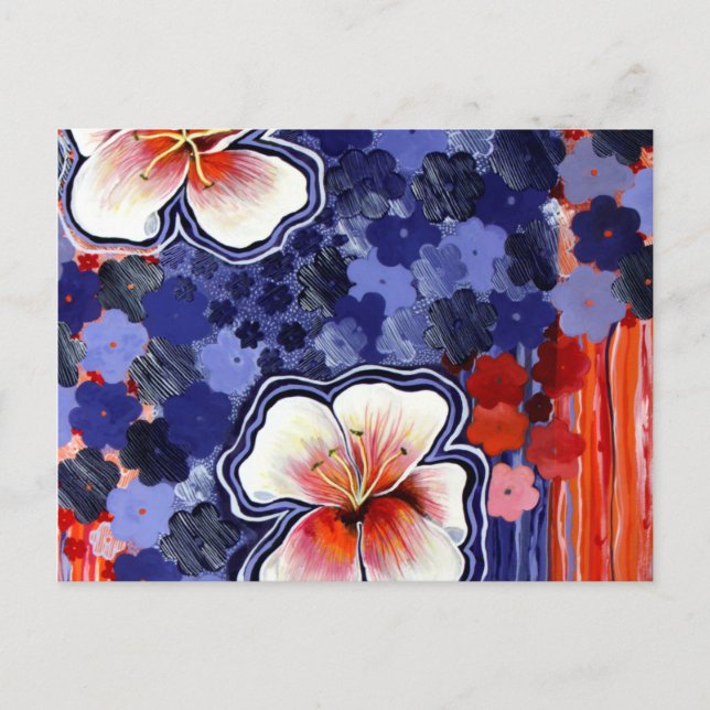 Carte Postale Hibiscus Floral Abstrait Hawaïen (Devant)