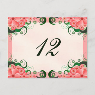 Carte Postale Hibiscus Floral Réception rose Numéro de tableau C