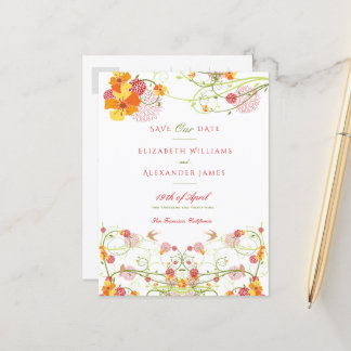 Carte Postale Hibiscus Jaune & Hirondelles Floral Enregistrer La