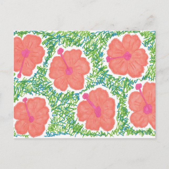Carte Postale Hibiscus Pop Art Motif (Devant)