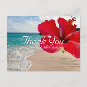 Carte Postale Hibiscus Rouge Tropical Merci Plage Jolie