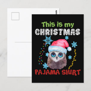 Carte Postale Hibou Ceci Est Ma Chemise De Pyjama De Noël