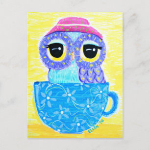 Carte Postale Hibou Dans Une Teacup