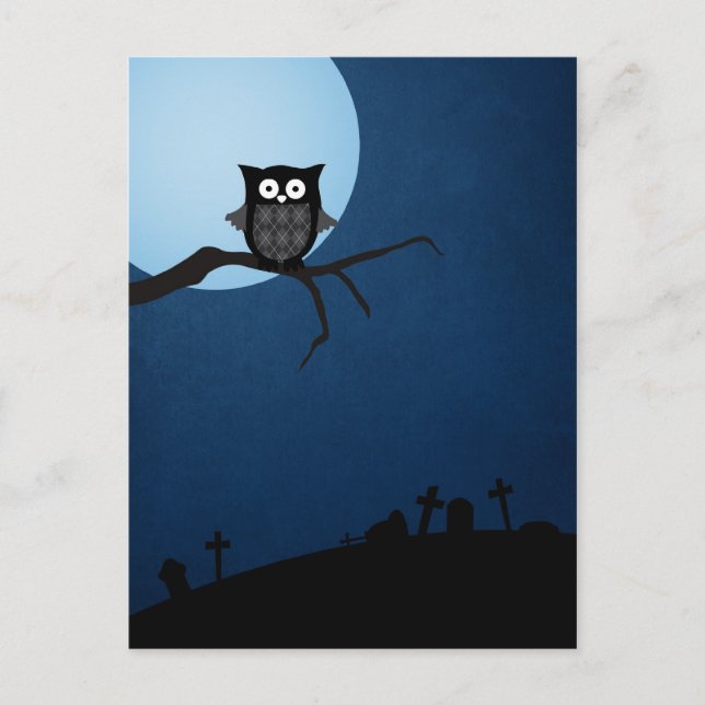 Carte Postale hibou éffrayant à halloween (Devant)