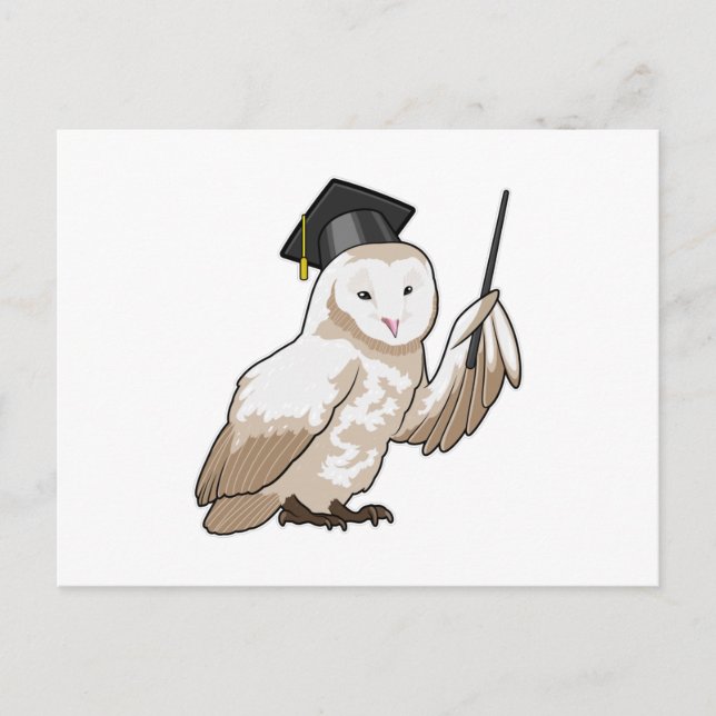 Carte Postale Hibou en tant qu'enseignant avec pointeur (Devant)