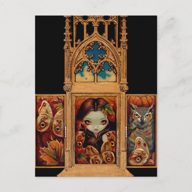 Carte postale "Hibou papillon Triptych" (Devant)