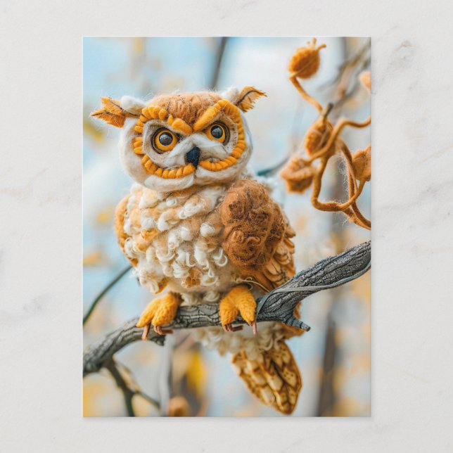 Carte Postale Hibou perché sur une branche (Devant)