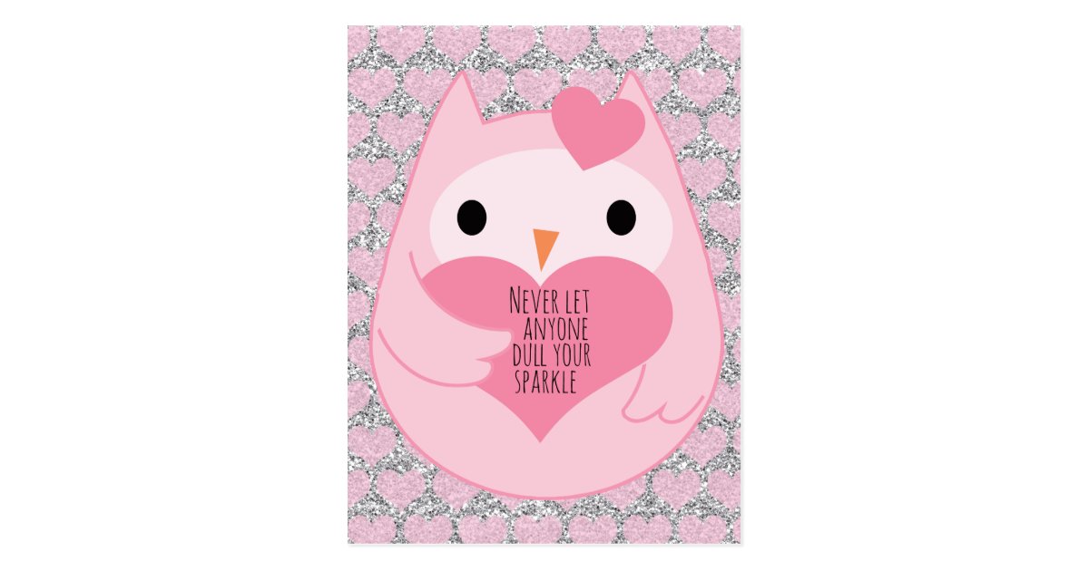 Carte Postale Hibou Rose Avec La Citation D Etincelle Zazzle Fr