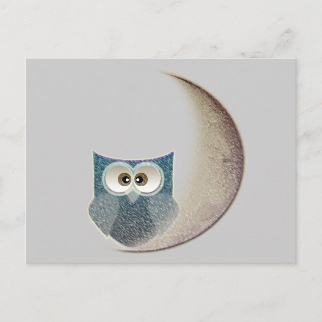 Carte Postale hibou sur la Lune (Devant)