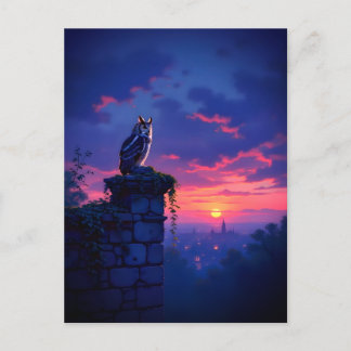Carte Postale Hibou sur le toit de Sunset City