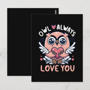 Carte Postale Hibou t'aime toujours - Saint Valentin