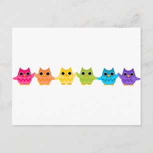 Carte Postale Hiboux d'arc-en-ciel