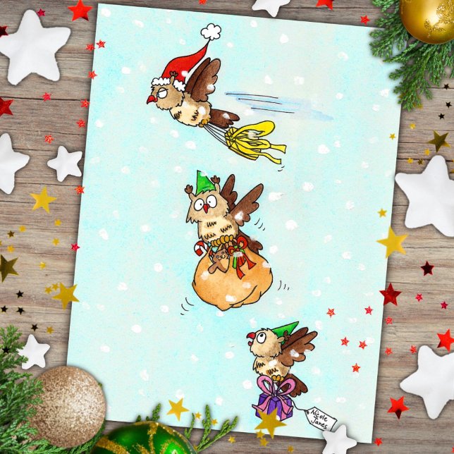 Carte Postale Hiboux de Noël (Créateur téléchargé)