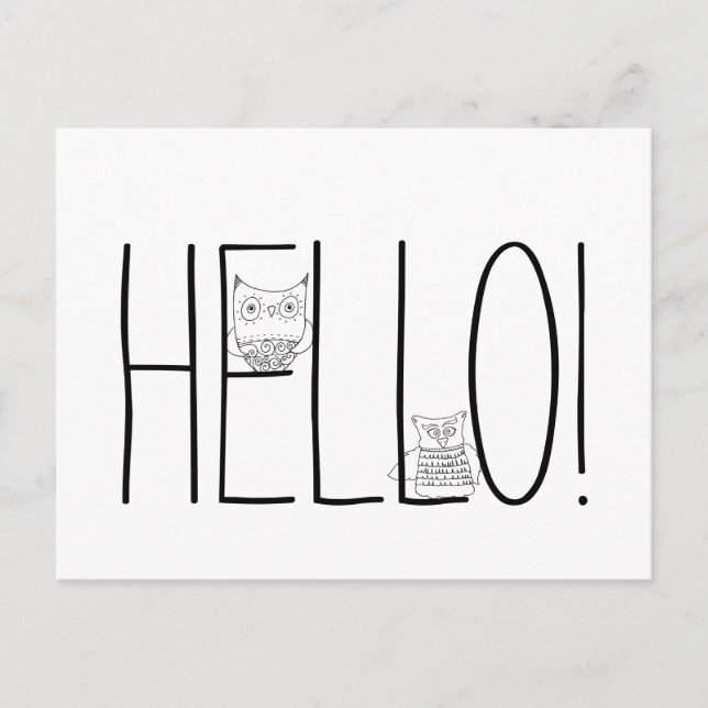 Carte Postale Hiboux Nocturnes Bonjour (Devant)